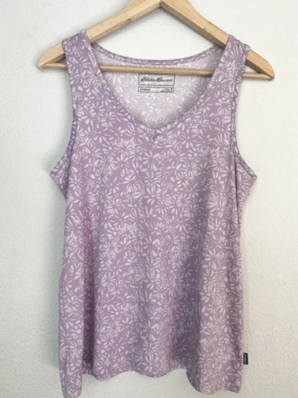 Eddie Bauer Women’s M Light Purple Floral Sleeveless Sleepwear Knit Pajama Top